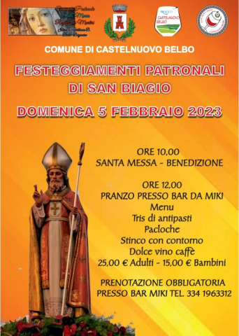 Castelnuovo Belbo | Festeggiamenti patronali di San Biagio (ed. 2023)