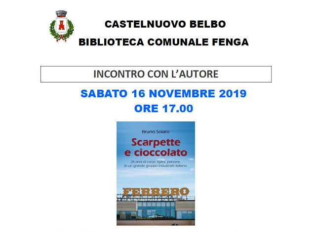 Castelnuovo Belbo | Presentazione del libro "Scarpette e Cioccolato" di Bruno Solaro