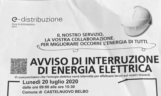 AVVISO INTERRUZIONE ENERGIA ELETTRICA