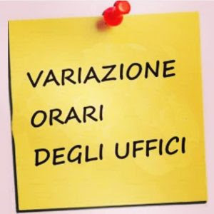 Orario Ufficio Anagrafe dal 20/10 al 31/12/2021